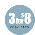 3 for $8, or $2.99 ea.