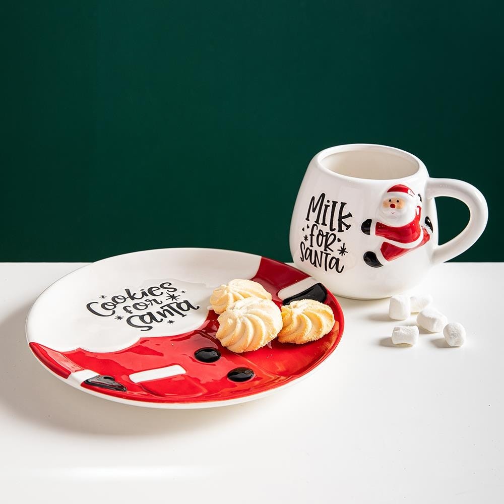 KSP Christmas Treat Cookies For Santa Ceramic Plate Mug Combo Kitchen Stuff Plus