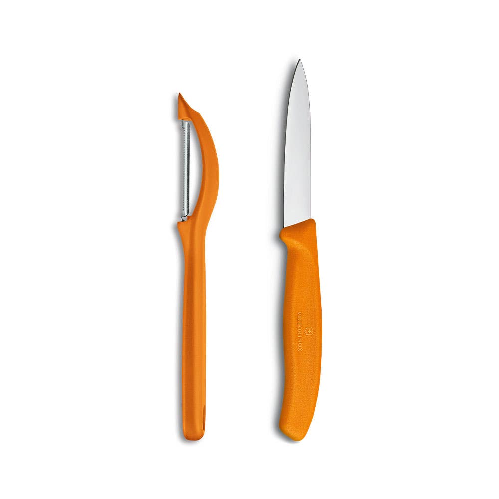 Victorinox Swiss Classic Paring Knife Peeler Combo Set of 2 Orange Kitchen Stuff Plus