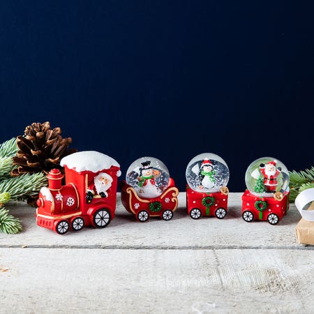 KSP Christmas Fun Santa Train Snowglobe - Set of 4 (Multi Colour)