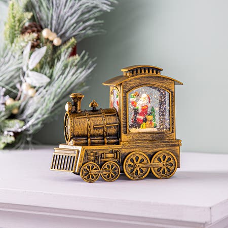 KSP Christmas Wonder 'Santa Train' LED Snowglobe (Antique Gold)