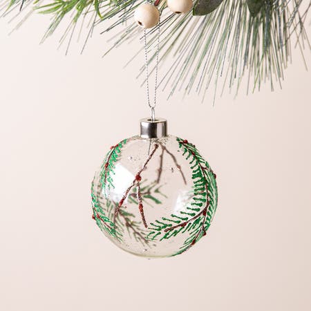 Nutcracker Christmas 'Glitter Fir Bough' Glass Ball Ornament
