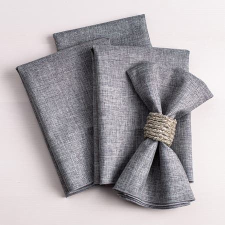 Sebastien & Groome Linen-Look Polyester Napkin - Set of 4 (Silver)