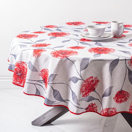Texstyles Printed 'Dandy' Polyester Tablecloth Round (Red)