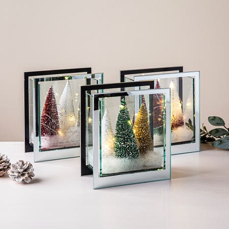KSP Christmas Mirror Tree Glass Cube with LED (Assorted)