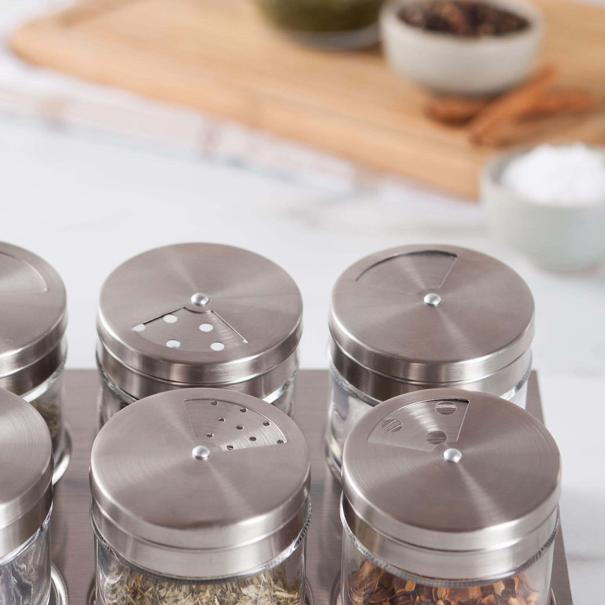 Magnetic shop spice bottles