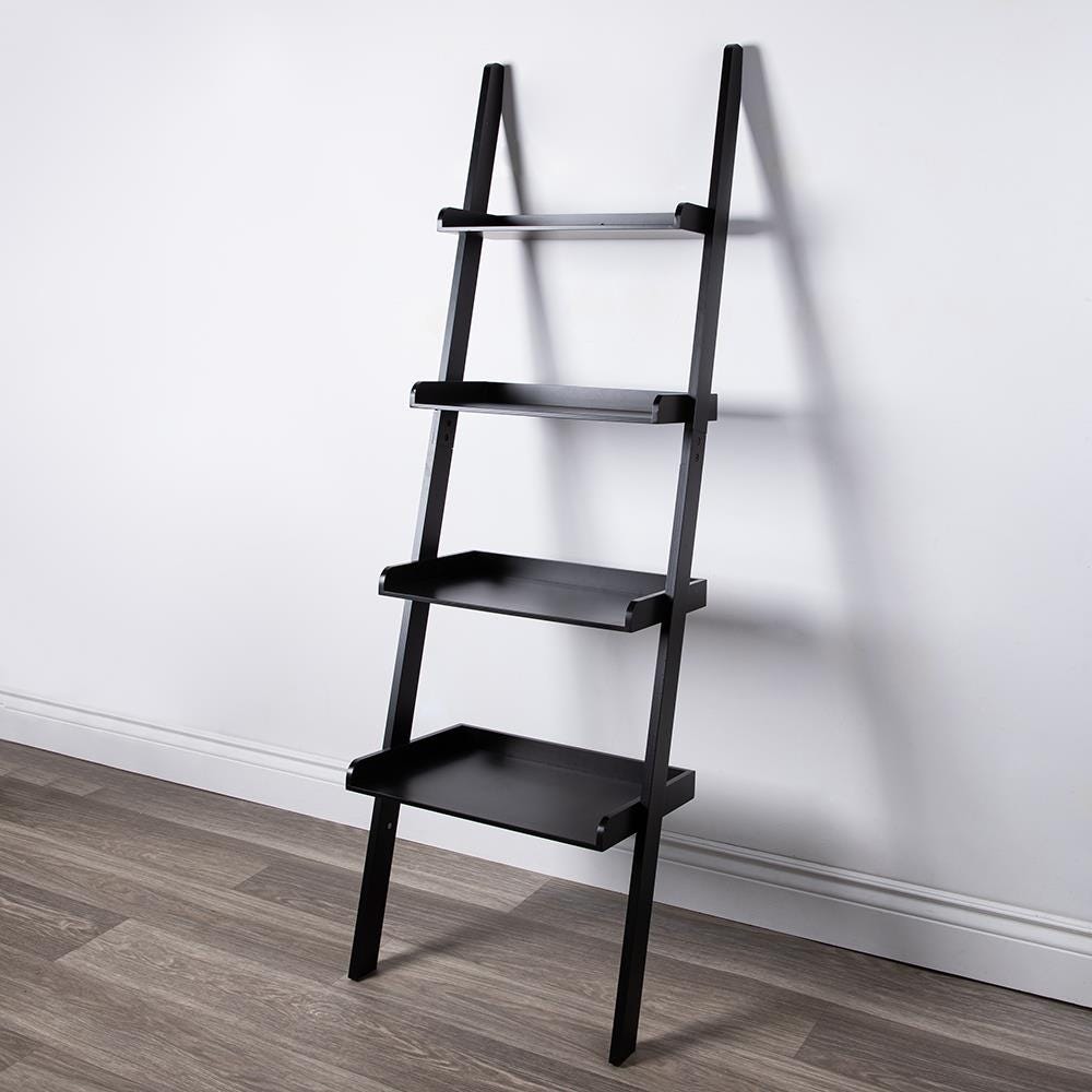 KSP Escala 4 Tier Wood Leaning Shelf Black Kitchen Stuff Plus