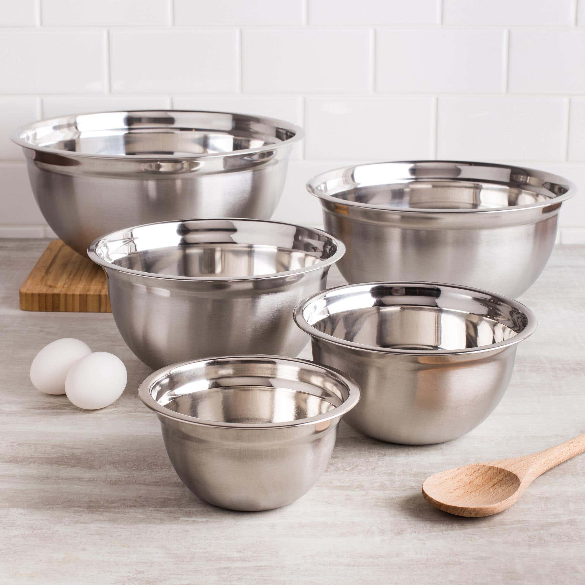 KSP Essential Mixing Bowl Deep Set of 5 Stainless Steel Kitchen Stuff Plus