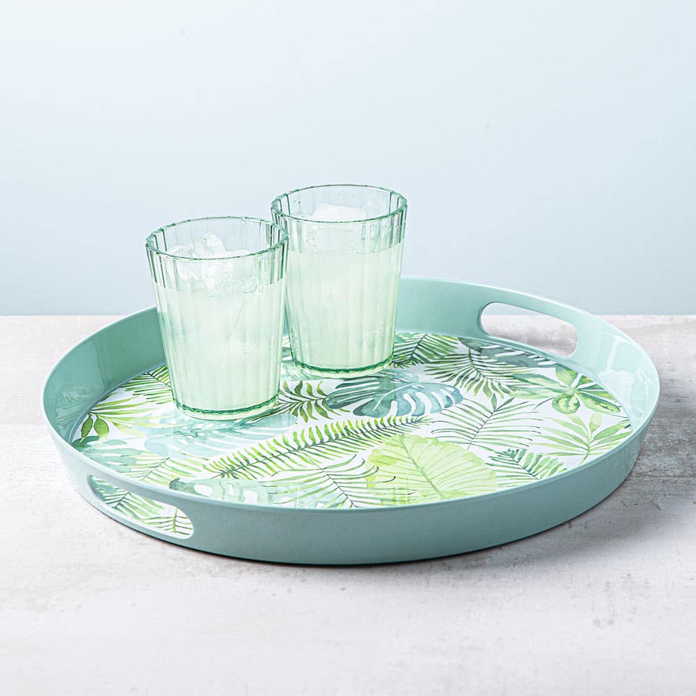 KSP Fun In The Sun 'Fern' Melamine Round Serving Tray 15" Dia. (Green)