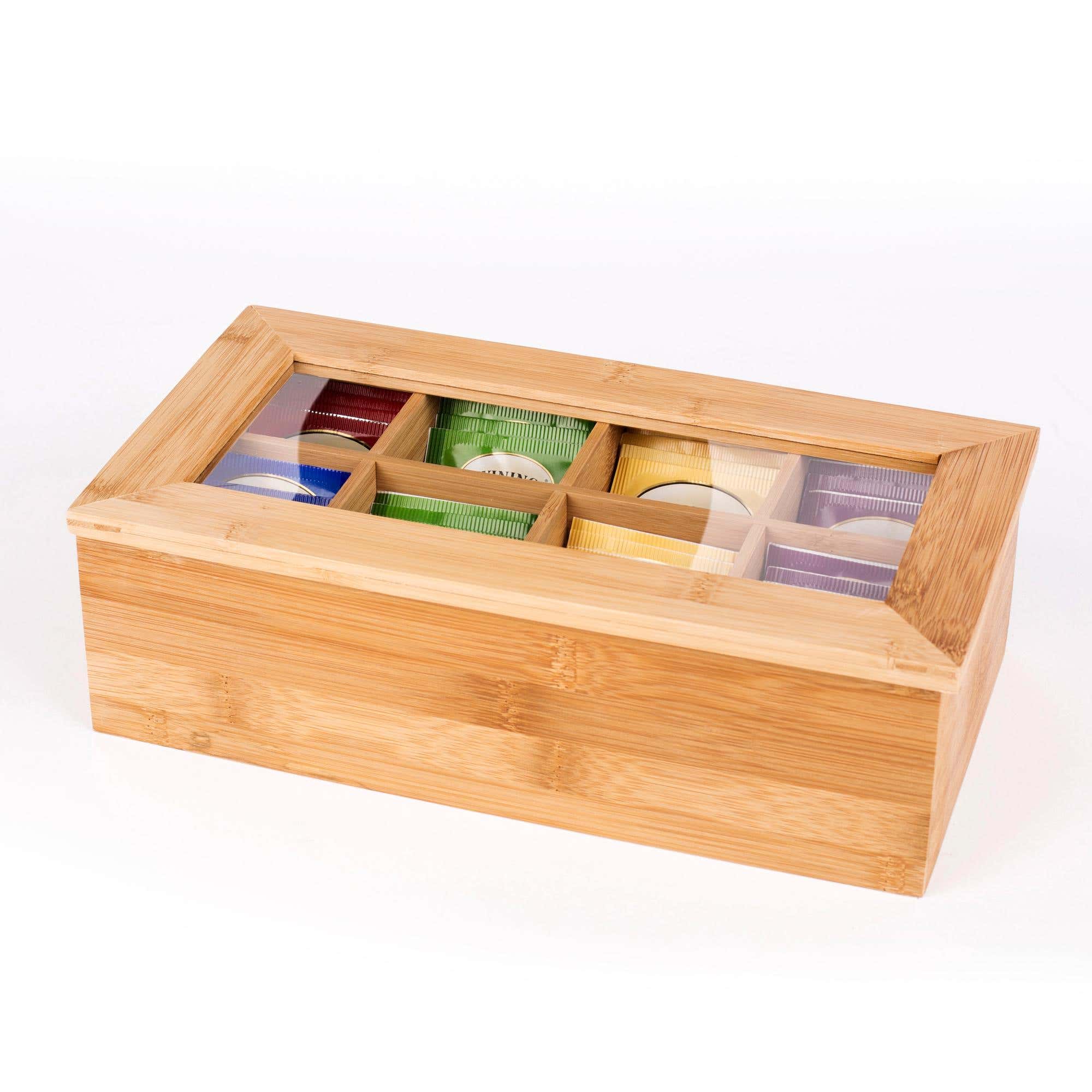 Coffee Tea Bag Holder Organizer For Kitchen Cabinets Bamboo Tea Box Storage Organizer Wooden Tea Chest Box With 9 Compartments starshop Bamboo Tea Box With Lid 