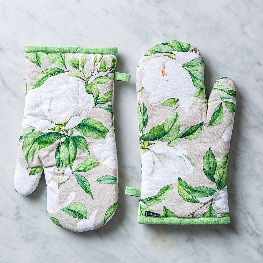 Harman Gourmet 'White Blossom' Cotton Oven Mitt - S/2 (White)