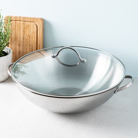 Strauss Tango Wok with Glass Lid (Stainless Steel)