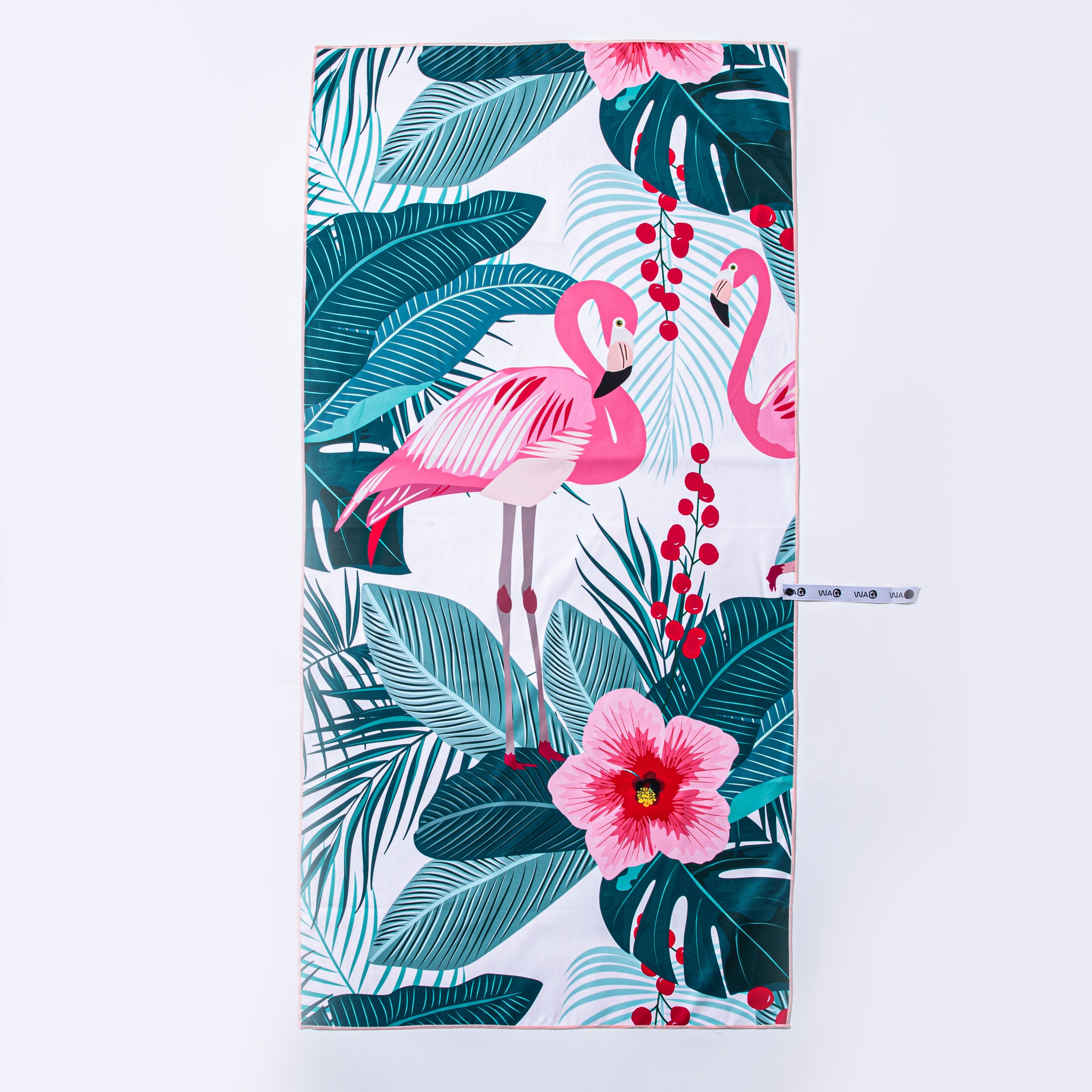 Waci Fast Drying 'Flamingo' Microfiber Beach Towel 30x60" (Blue/Pink)