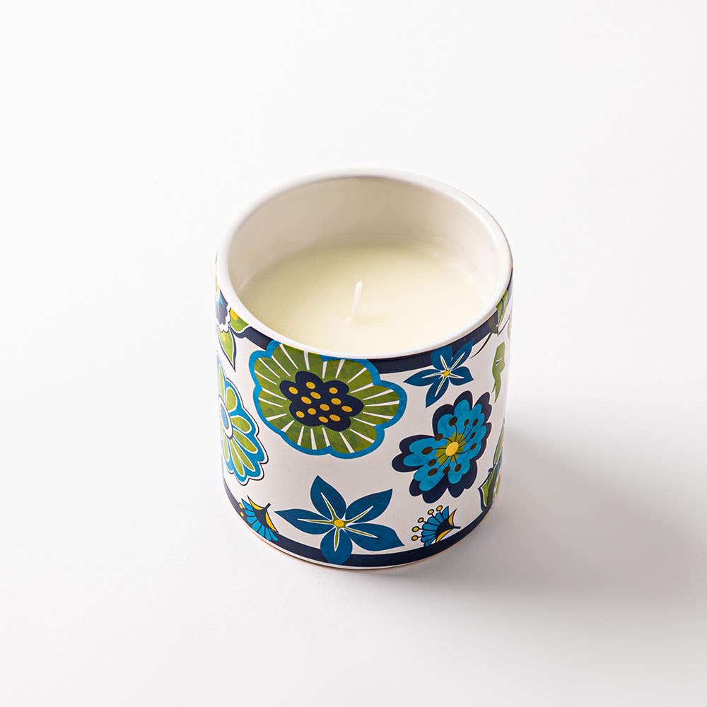 KSP Decal 'Madrid' Citronella Candle 10cm Dia. (Blue/Green)