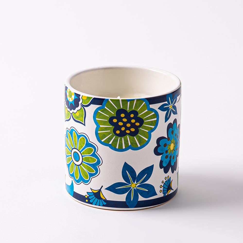 KSP Decal 'Madrid' Citronella Candle 10cm Dia. (Blue/Green)
