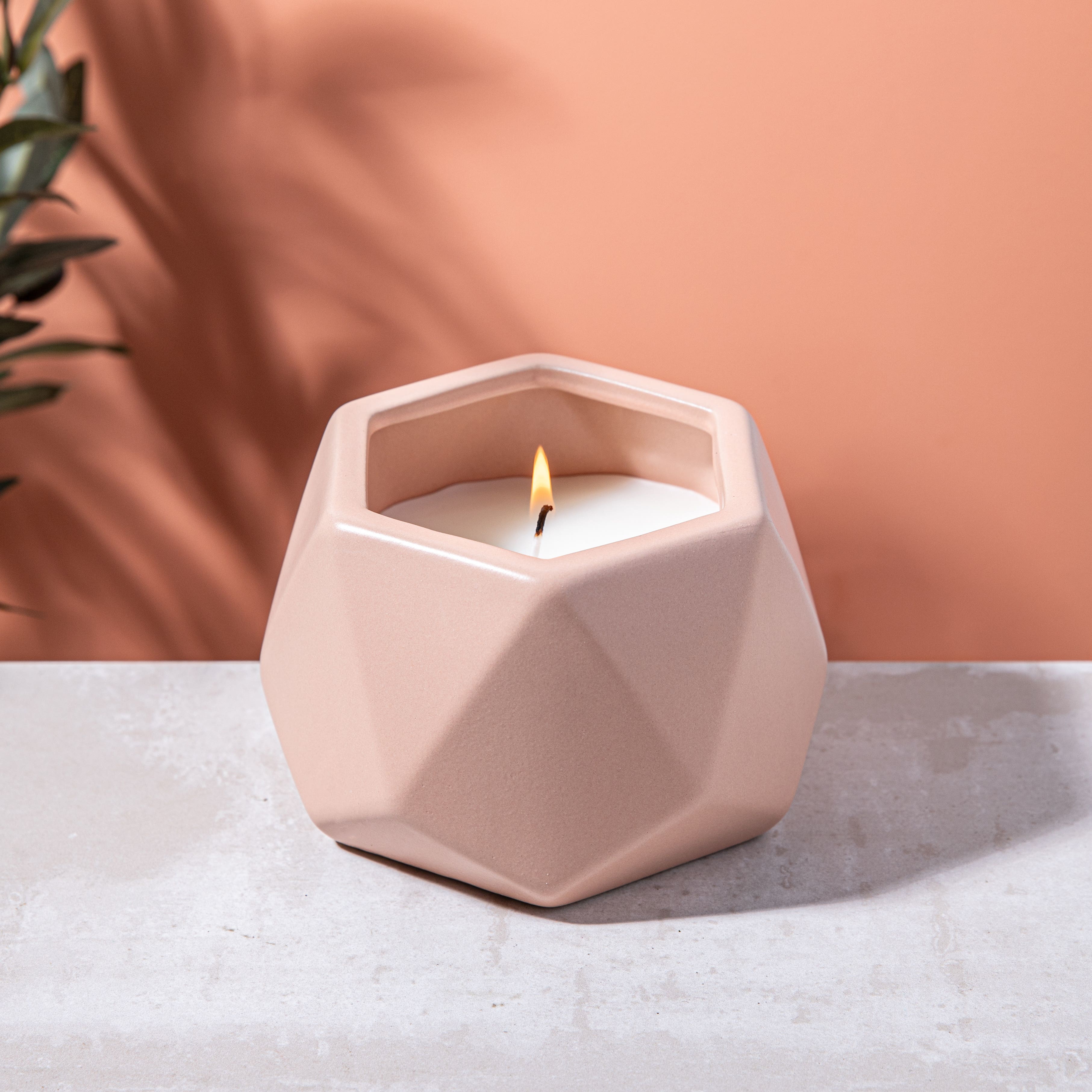 KSP Geode Citronella Candle Ceramic Pot 14 x 12.5 x 9.5 cm (Spice)