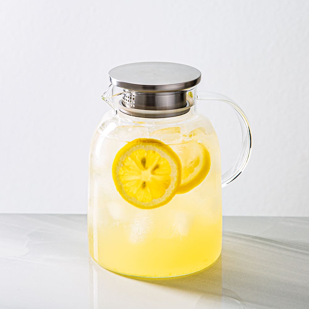 KSP Arthur Glass Pitcher with  Metal Lid (Clear & Stainless Steel)