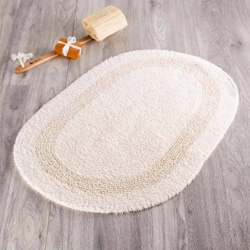83527 Moda At Home Serene Reversible Oval Cotton Bathmat  Natural