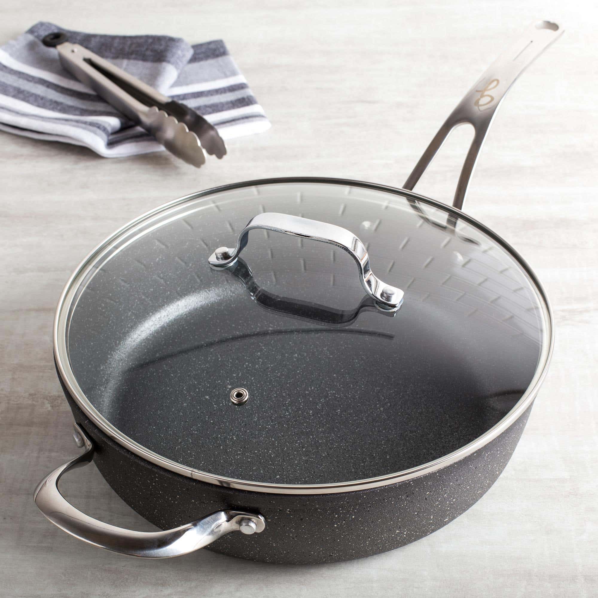 The Rock Gourmet 28cm Non-Stick Deep Frypan with Lid (Grey