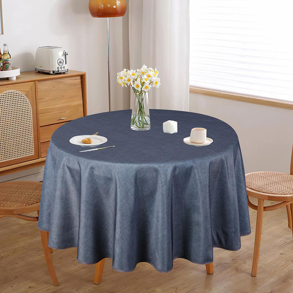 Easycare Printed 'Solid Textured' Polyester Tablecloth 70" Dia. (Char)