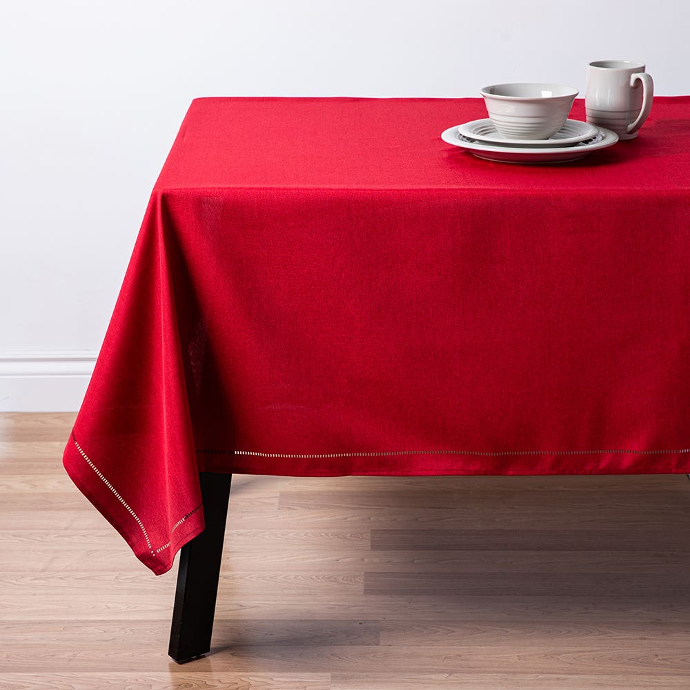 Harman Hemstitch 52" x 70" Polyester Tablecloth (Red)
