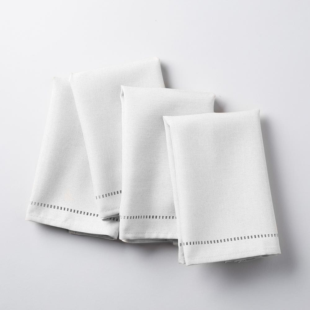 Harman Hemstitch Polyester Napkin - Set of 4 (White)