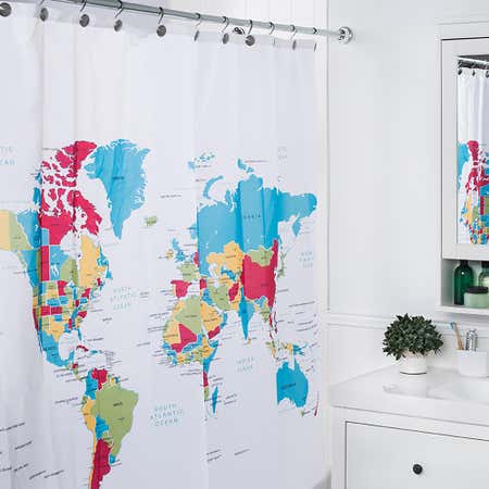 89794_Moda_At_Home_Polyester_'Global'_Shower_Curtain__Multi_Colour