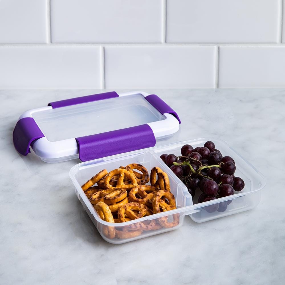 90304 Locksy Click 'N' Go Divided 370ml Snack Container  Purple