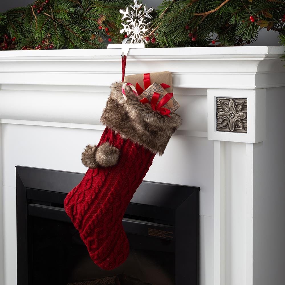 90926 KSP Christmas Knit Stocking with Fur Cuff  Red
