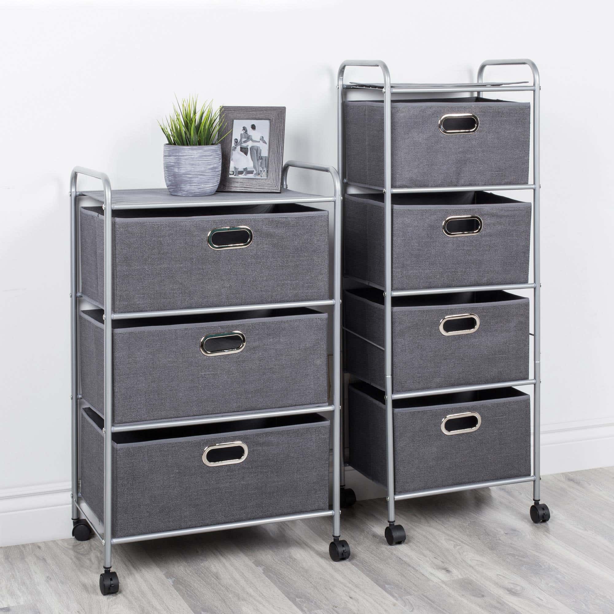 KSP Rollstor '3Drawer' Fabric Storage Cart with Wheels (Grey
