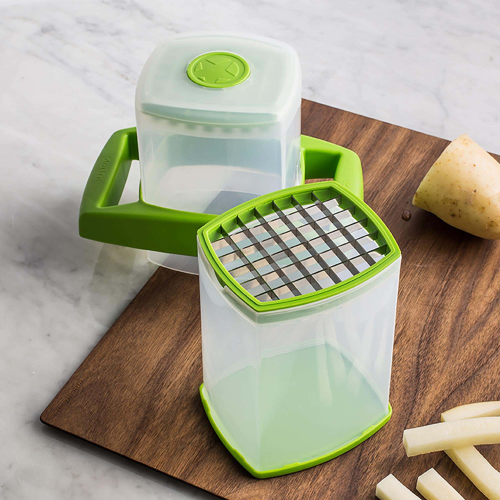 Starfrit Easy Fries French Fry Cutter Clear Green Kitchen