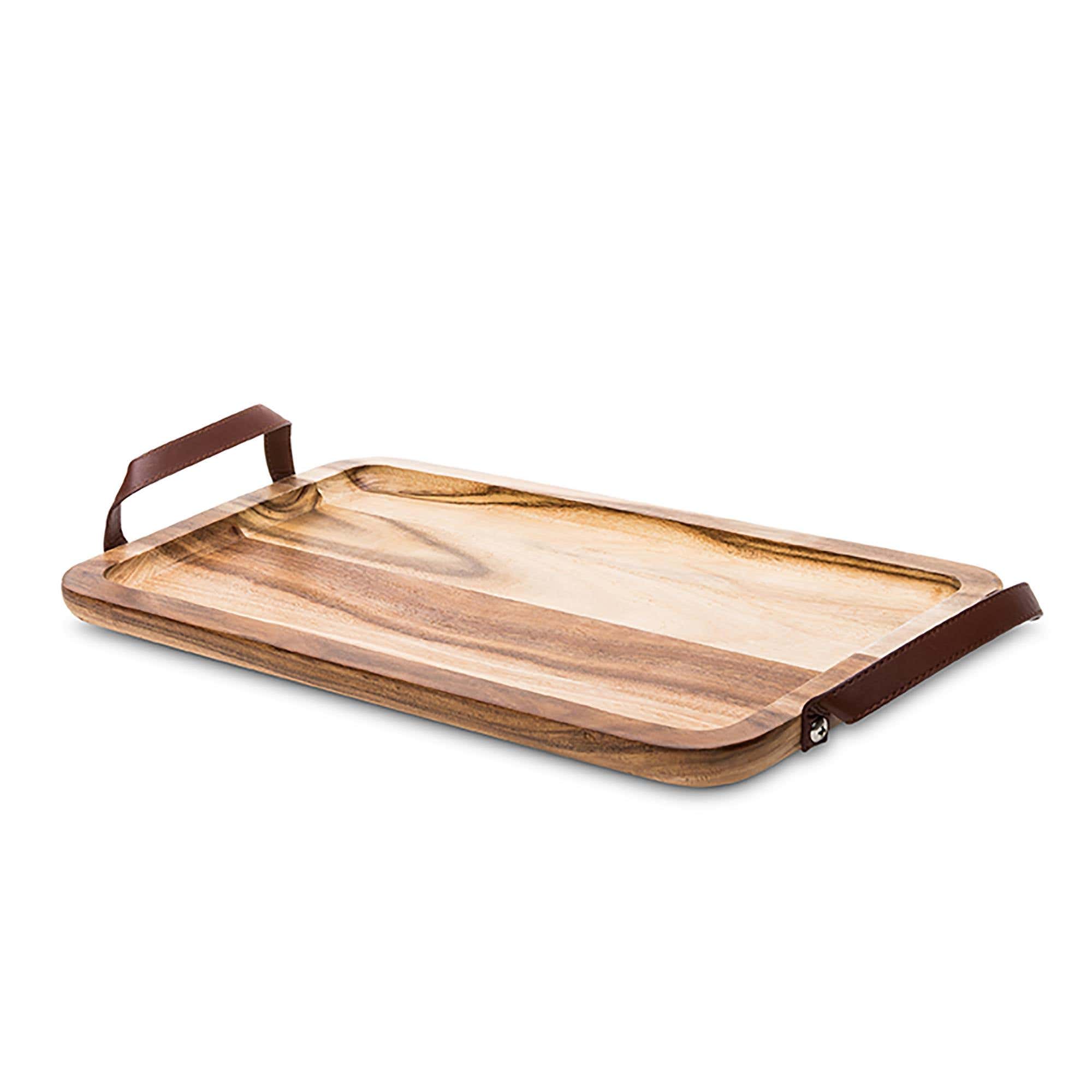 James F Rustique Large Acacia Wood Serving Tray Natural
