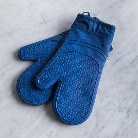 93656 KSP Luxe Lined Silicone Oven Mitt   Set of 2  Navy