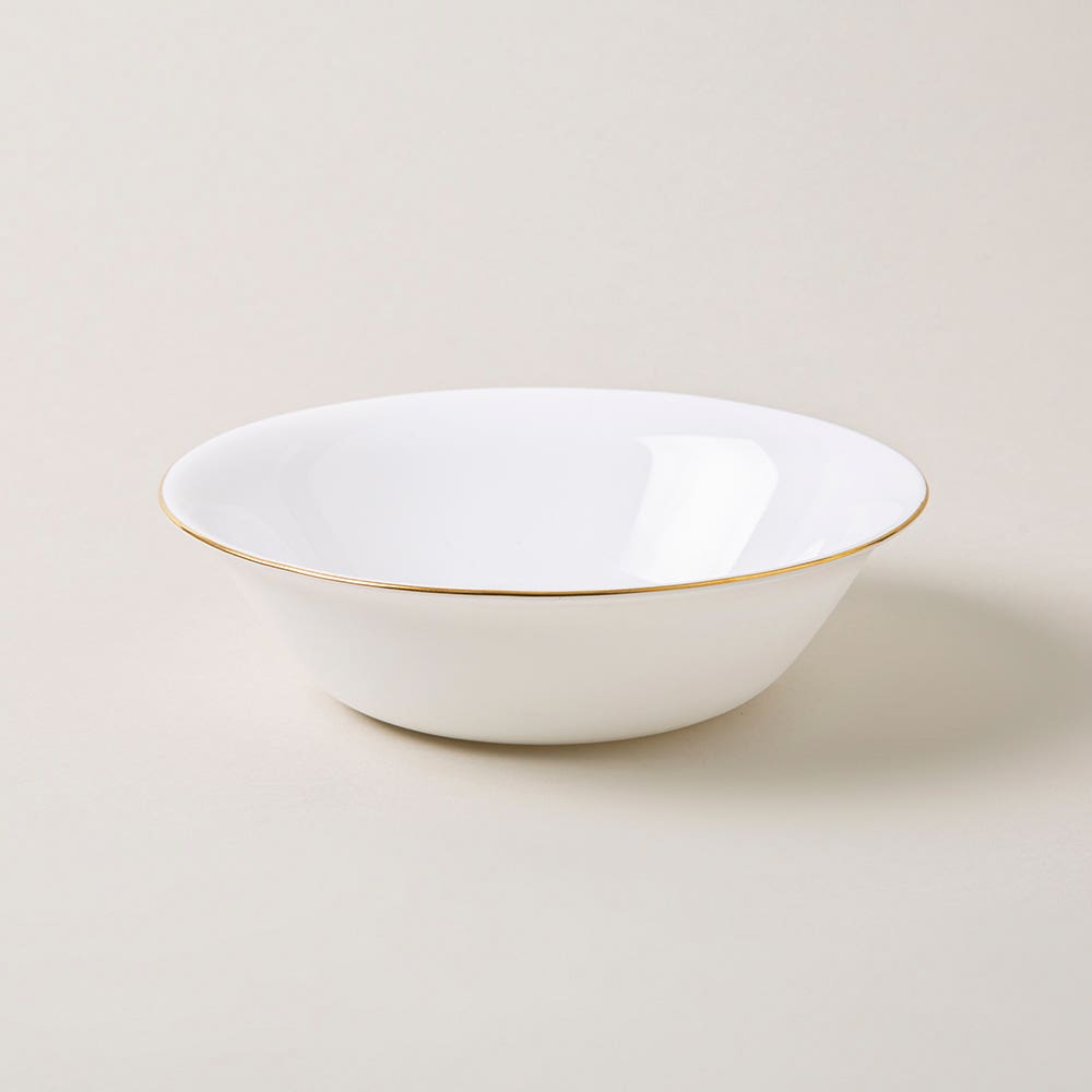 KSP Opal 'Banded' Glass Bowl (White/Gold)