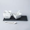 KSP Marble Porcelain Bowls with Tray and Spoons - Set of 7 (White/Grey)