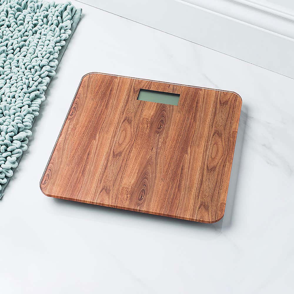 95289 KSP Verra Glass 'Wood Grain' Digital Bathroom Scale  Natural
