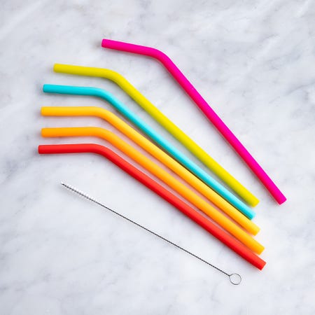 97438 Joie Eco Friendly Reusable Silicone Straws   Set of 7  Multi Colour
