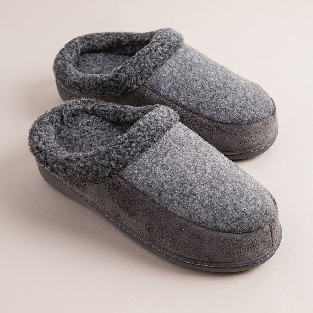 Every Sunday Ultra Soft Clog Style Mem Foam Slippers Men Grey Kitchen Stuff Plus