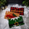KSP Christmas 'Farmhouse Welcome' Coir Doormat (Red/Black)