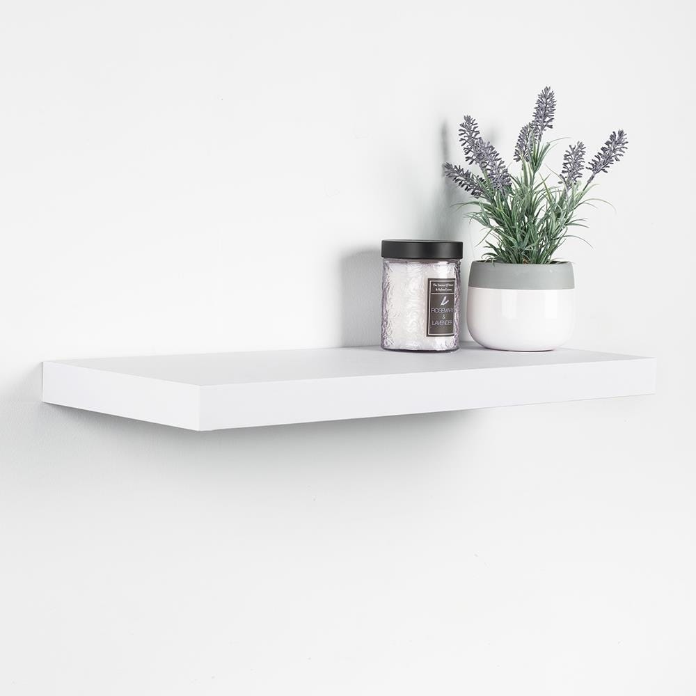 Ity Floating Large Wall Shelf White, How To Keep Floating Shelves From Leaning