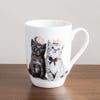 98095 KSP Graphic 'Royal Cat' Mug   Set of 4  Black White Gold