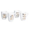 98097 KSP Graphic 'Coffee   Tea' Mug   Set of 4  White Gold