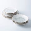 Brilliant Porto Stoneware Dinnerware - Set of 12 (White/Grey)