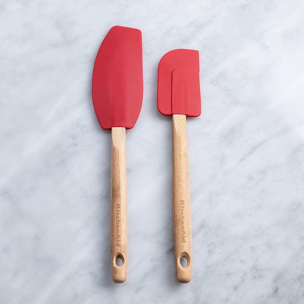 KitchenAid Classic Silicone Spatula with Bamboo - Set of 2 (Red