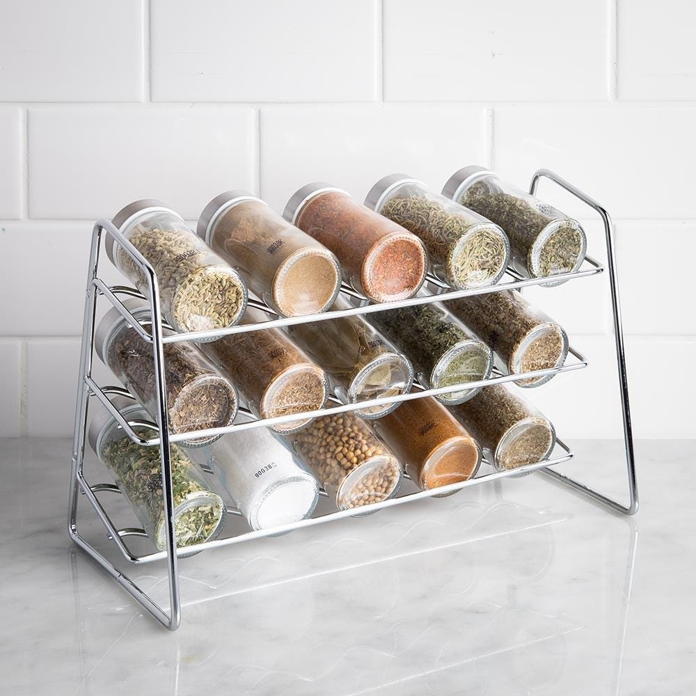 Kamenstein Cozzolino 15 Bottle Spice Rack 3 Tier Pre Filled