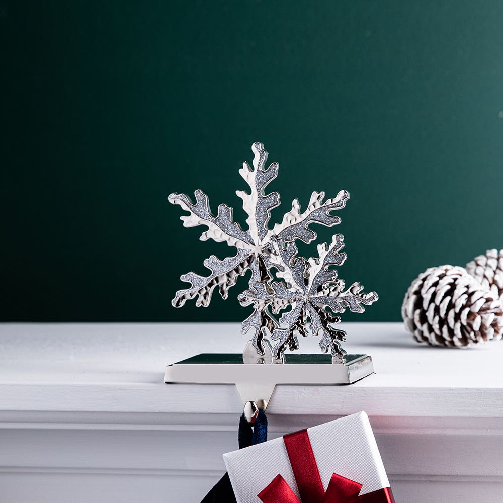 KSP Christmas Mantel Duo 'Snowflake' Stocking Holder (Silver)