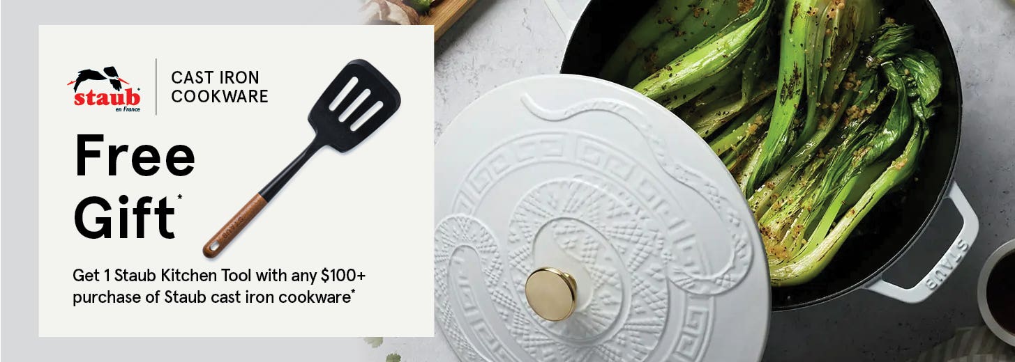 Staub Cast Iron cocotte and 2 Staub silicone kitchen tools