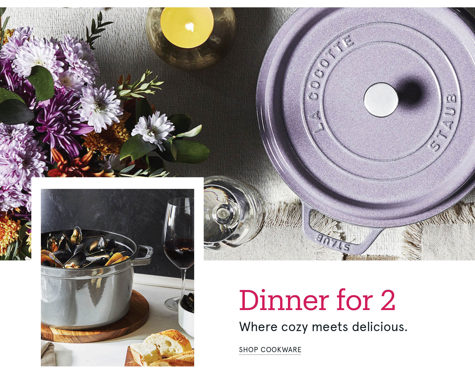(re)create your favourite restaurant meal at home - cooking pots and pans and bowls with ingredients, cutting board and knives