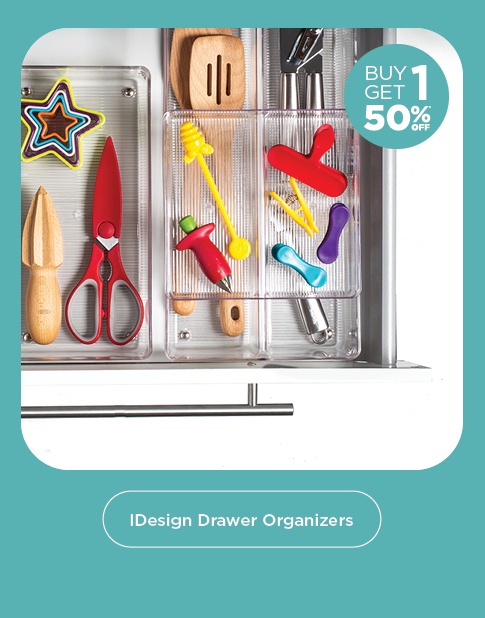 Buy One Get One 50% Off iDesign Drawer Organizers - small clear plastic organizing containers with small school supplies