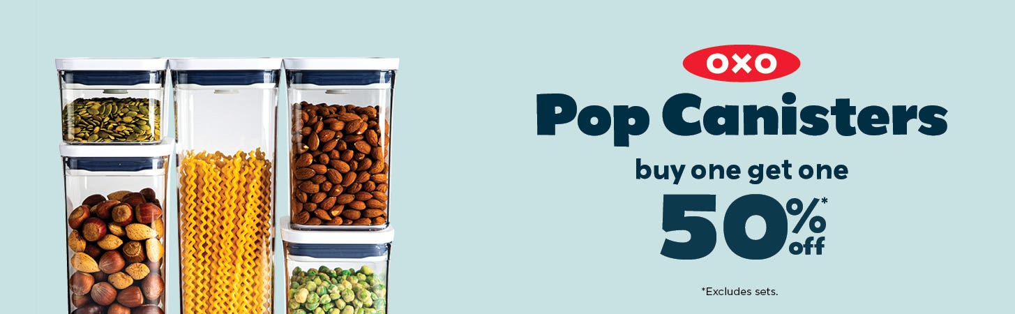 OXO Good Grips - Make everyday life easier, in every room of your home - stacked food storage canister, filled with different dry foods